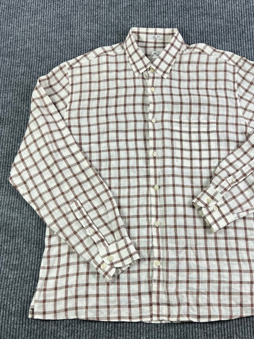 Peter Millar Vintage Mens Plaid Linen Blend Button Down Lightweight L VTG Y2K